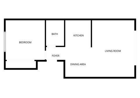 Floor plan for 1 bed, 1 bath, 676 sqft